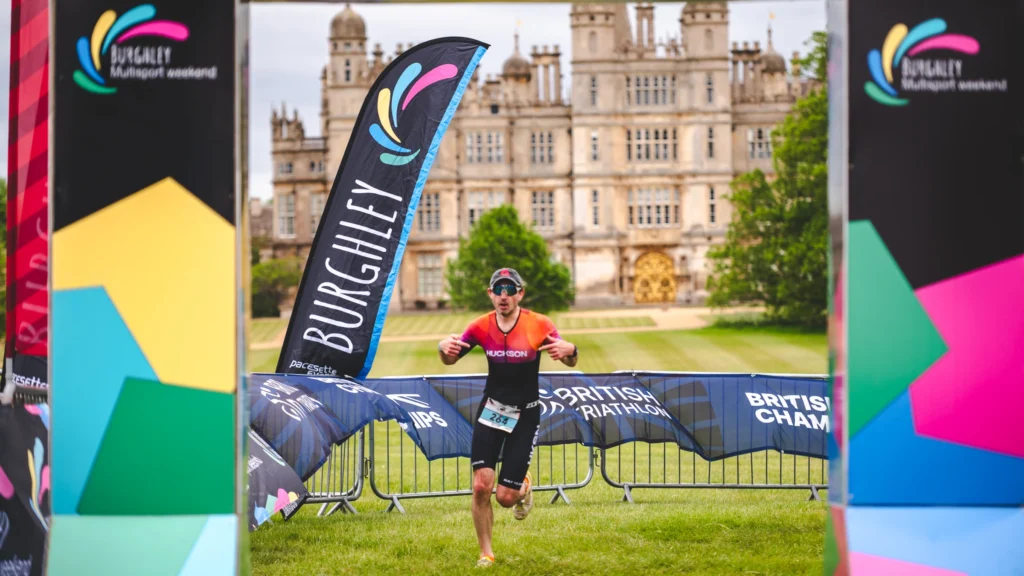 burghley standard duathlon finish line
