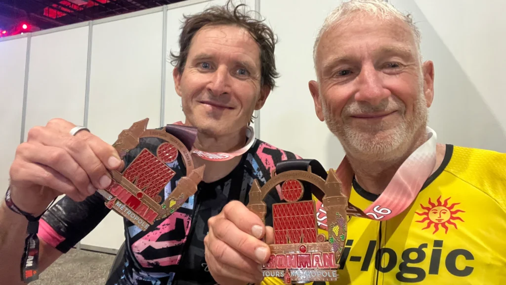 Ironman Tours 2026 Race Report: Racing Hot in the Loire IronMan Tours Medals Selfie