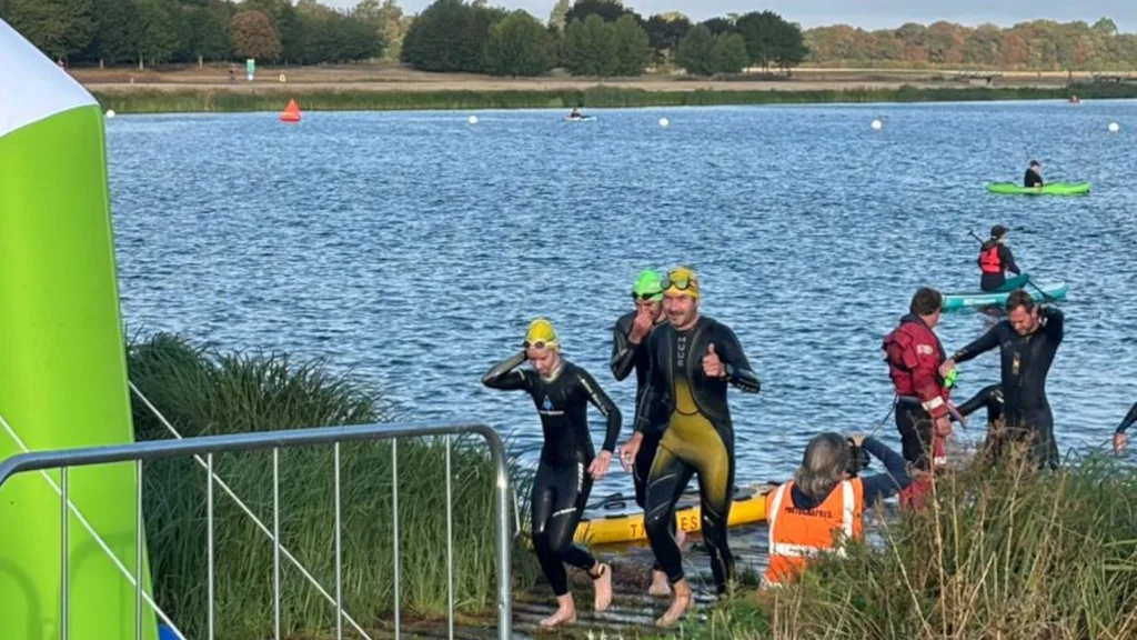 Racing Your Child's First Triathlon: A Club Champs Story Dorney triathlon swim exit